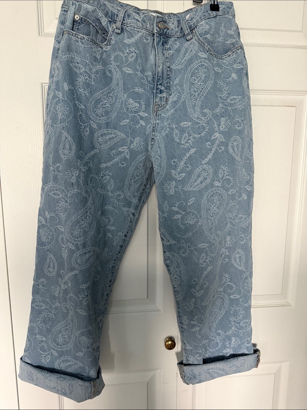 Jessica Simpson Light Blue Paisley Boyfriend Jeans